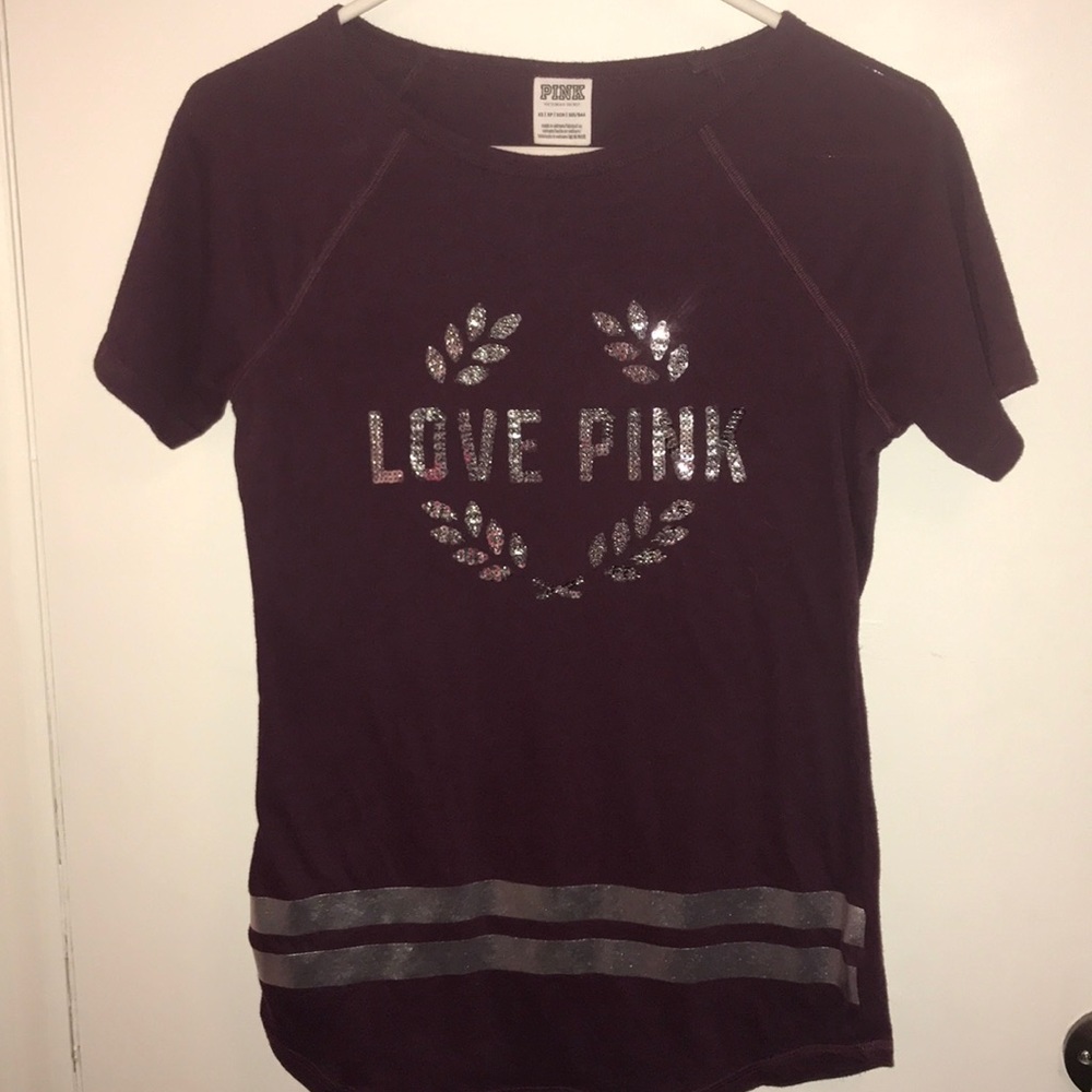 VS PINK Striped Logo Tee